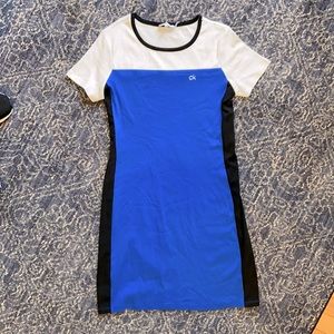 Calvin Klein color block dress in beautiful blue.